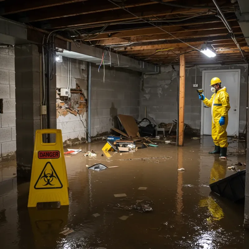 Flooded Basement Electrical Hazard in Huntington County, IN Property